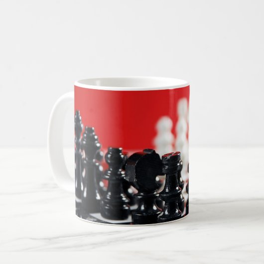 Schwarzweiß-Schach-Set-Tasse Kaffeetasse (Vorderseite Links)