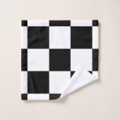Schwarzweiss-Schachbrett Badhandtuch Set (Waschlappen)