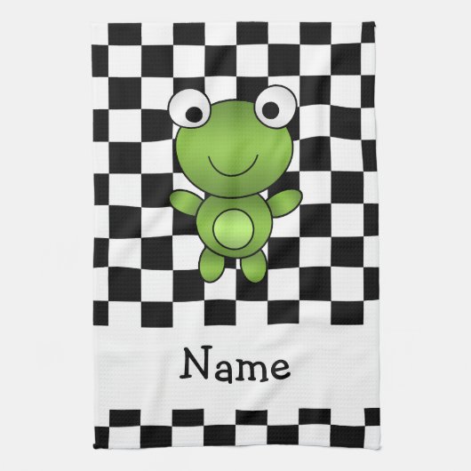 Schwarzweiss-Schachbrett des personalisierten Handtuch (Vertikal)