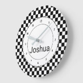 Schwarzweiss-Schachbrett-Flagge Große Wanduhr (Winkel)
