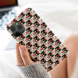 Schwarzweiß-Schachbrett Floral Pink einzigartig Case-Mate iPhone Hülle