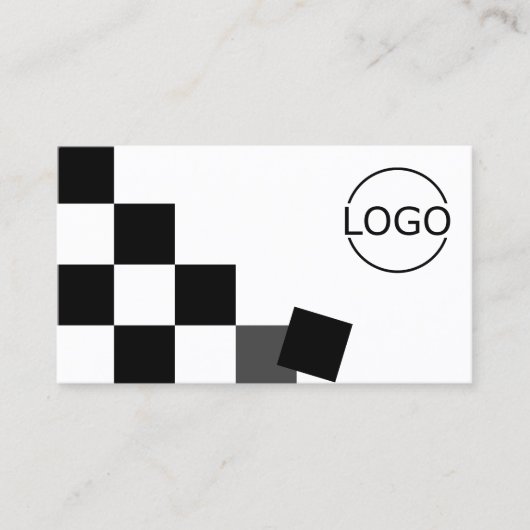 Schwarzweiß-Schachbrett Modernes Design mit Coolem Visitenkarte (Vorderseite)