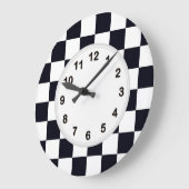 Schwarzweiss-Schachbrett-Muster Große Wanduhr (Winkel)