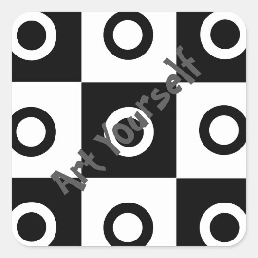 Schwarzweiß-Schachbrett Quadratischer Aufkleber (Vorderseite)