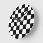 Schwarzweiss-Schachbrett-Retro Hipster 2 Runde Wanduhr (Winkel)