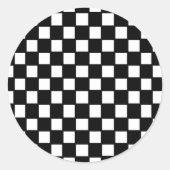 Schwarzweiß-Schachbrett Runder Aufkleber (Vorderseite)
