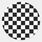 Schwarzweiß-Schachbrett Runder Aufkleber (Vorderseite)