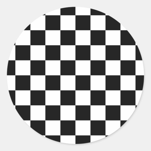 Schwarzweiß-Schachbrett Runder Aufkleber (Vorderseite)