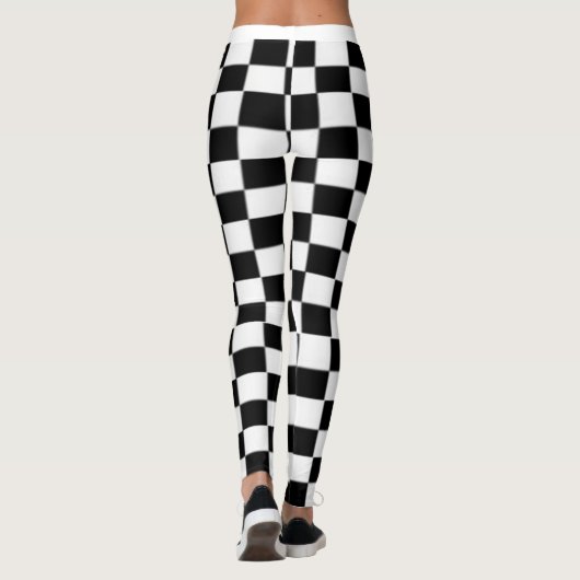 Schwarzweiss-Schachbrettdruck Leggings (Rückseite)