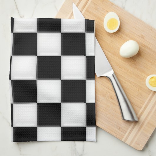 Schwarzweiss-Schachbrettmuster Geschirrtuch (Viertel Falte)