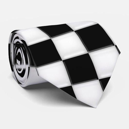 Schwarzweiss-Schachbrettmuster Krawatte (Gerollt)