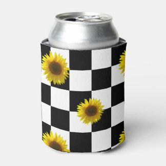 Schwarzweiß-Schachtel und Sonnenblumen-Druck Dosenkühler