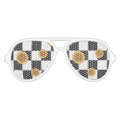 Schwarzweiß-Schachtel und Sonnenblumen-Druck Partybrille (Vorderseite)