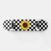 Schwarzweiß-Schachtel und Sonnenblumen-Druck Skateboard (Horizontal)
