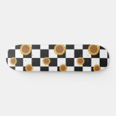 Schwarzweiß-Schachtel und Sonnenblumen-Druck Skateboard (Horizontal)