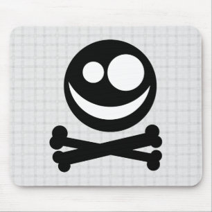 Schwarzweiss-Schädel. Auf grauer Kontrolle Mousepad