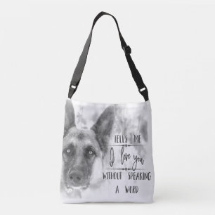 Schwarzweiss-Schäferhund-Typografie-Tasche Tragetaschen Mit Langen Trägern