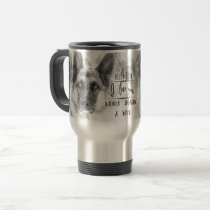 Schwarzweiss-Schäferhund-Typografie-Tasse Reisebecher