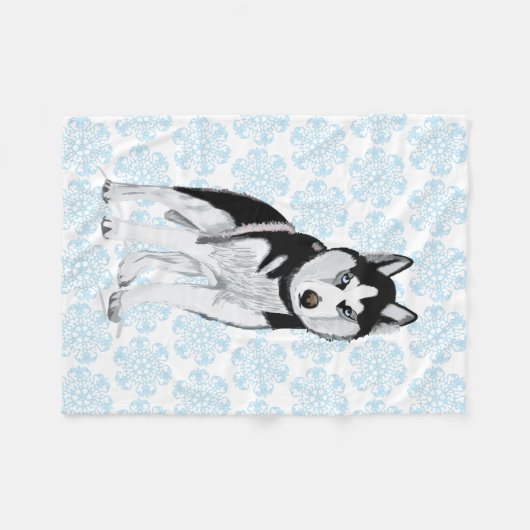 Schwarzweiss-Schlittenhund Fleecedecke (Vorderseite (Horizontal))