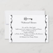 Schwarzweiss-Schlüsselhochzeits-Probe Einladung (Vorderseite)