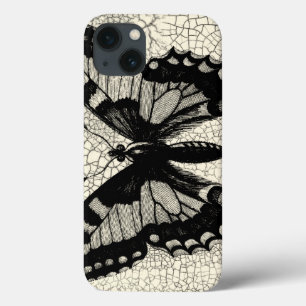 Schwarzweiss-Schmetterling auf gebrochenem iPhone 13 Hülle