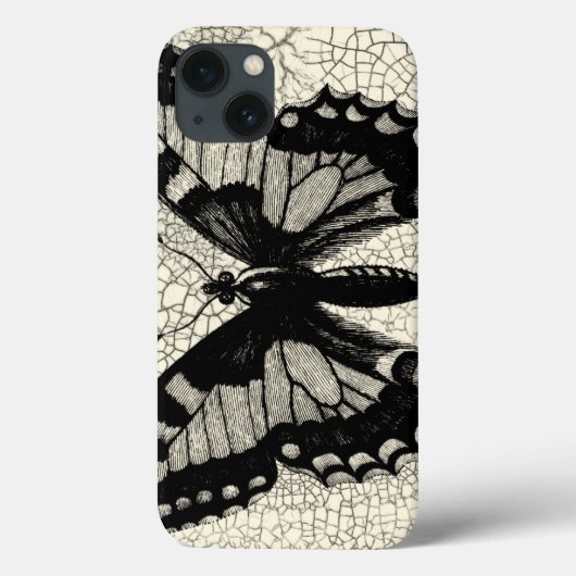 Schwarzweiss-Schmetterling auf gebrochenem Case-Mate iPhone Hülle (Rückseite)