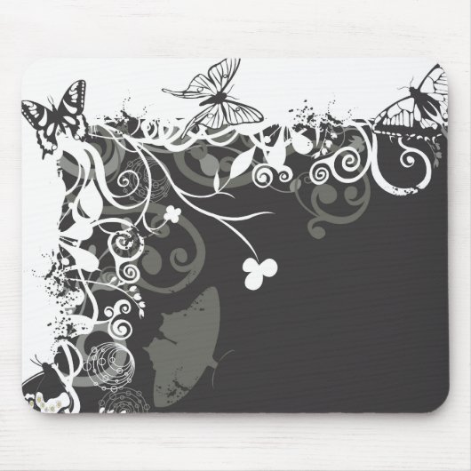 Schwarzweiss-Schmetterlinge Mousepad (Vorne)