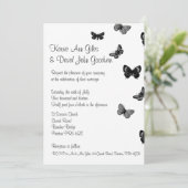 Schwarzweiss-Schmetterlings-Hochzeits-Einladung Einladung (Stehend Vorderseite)