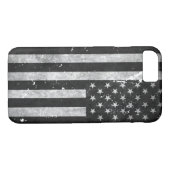 Schwarzweiss-Schmutz-amerikanische Flagge Case-Mate iPhone Hülle (Rückseite (Horizontal))