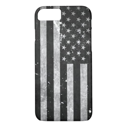 Schwarzweiss-Schmutz-amerikanische Flagge Case-Mate iPhone Hülle (Rückseite)