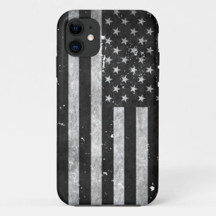Schwarzweiss-Schmutz-amerikanische Flagge iPhone 11 Hülle