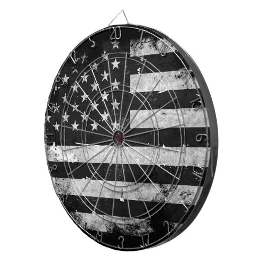 Schwarzweiss-Schmutz-amerikanische Flagge Dartscheibe (Vorderseite rechts)