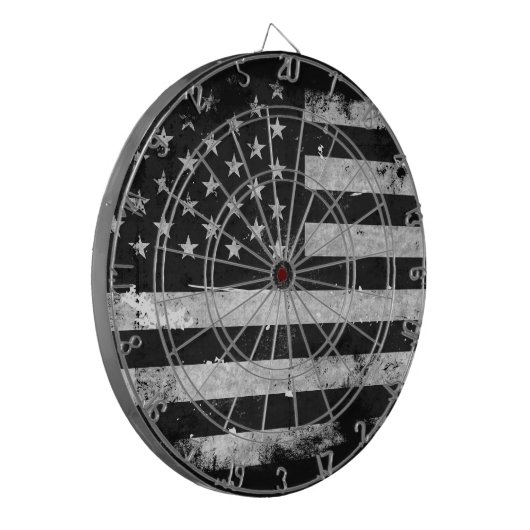 Schwarzweiss-Schmutz-amerikanische Flagge Dartscheibe (Vorderseite Links)