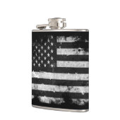 Schwarzweiss-Schmutz-amerikanische Flagge Flachmann (Links)