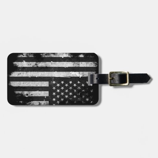 Schwarzweiss-Schmutz-amerikanische Flagge Gepäckanhänger (Vorderseite horizontal)