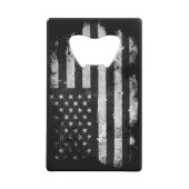 Schwarzweiss-Schmutz-amerikanische Flagge Kreditkarten Flaschenöffner (Rückseite)