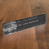 Schwarzweiss-Schmutz-amerikanische Flagge Namensplakette (Seite)