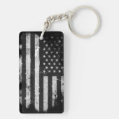 Schwarzweiss-Schmutz-amerikanische Flagge Schlüsselanhänger (Rückseite)