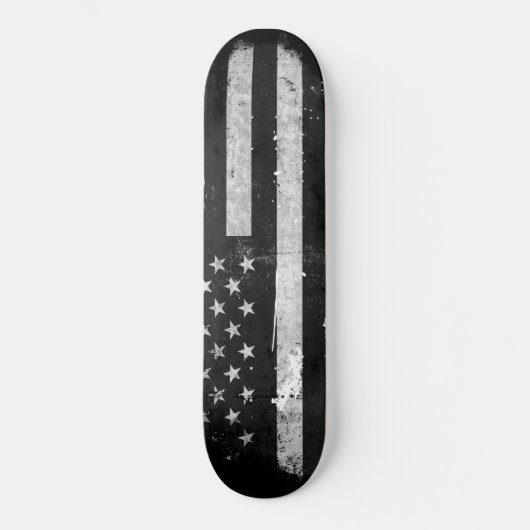 Schwarzweiss-Schmutz-amerikanische Flagge Skateboard (Vorderseite)