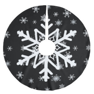 Schwarzweiss-Schneeflocke-Weihnachtsbaum-Rock Polyester Weihnachtsbaumdecke