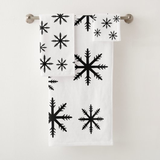 Schwarzweiß-Schneeflocken Badhandtuch Set (Insitu)