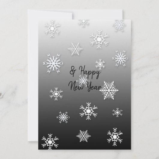 Schwarzweiß-Schneeflocken Foto Weihnachten Einladung (Rückseite)