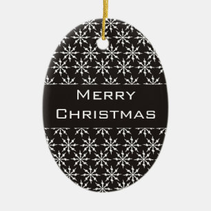 Schwarzweiss-Schneeflocken - frohe Weihnachten! Keramikornament