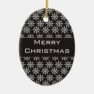 Schwarzweiss-Schneeflocken - frohe Weihnachten! Keramikornament