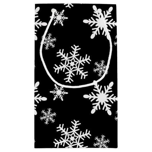 Schwarzweiss-Schneeflocken Kleine Geschenktüte (Rückseite)