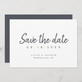 Schwarzweiß-Schriftzeichen Save the Date (Vorne/Hinten)