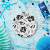 Schwarzweiß, Schwarz, Weiß, Blume, Pappteller (Party)