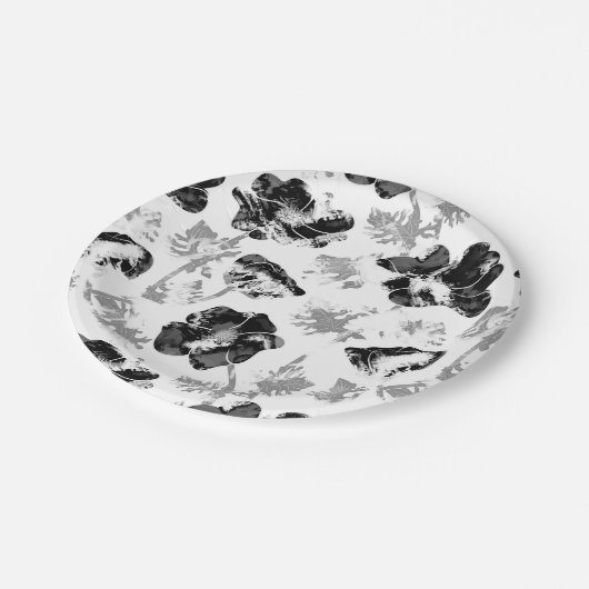 Schwarzweiß, Schwarz, Weiß, Blume, Pappteller (Schrägansicht)