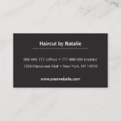 Schwarzweiss Scissor Hairstylist-Visitenkarten Visitenkarte (Rückseite)