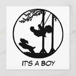 Schwarzweiss-Silhouettekunst-Babydusche Einladung